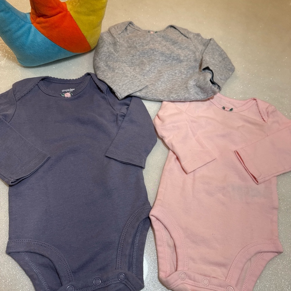 Simple Joys by Carter's Kids Pajamas Bodysuits - Pink, Gray, and Purple